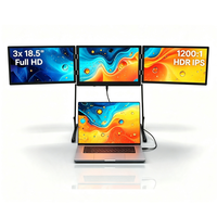 Nuevo Monitor Triple de 18.5 Pulgadas 2026, Extensor de Pantalla Cuádruple, Conexión IPS Tipo-C, Soporte Plegable para Laptop