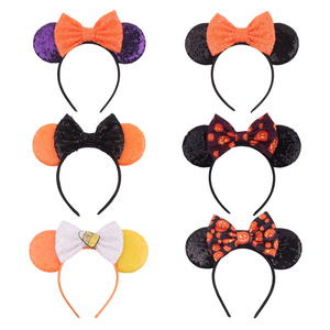 Diadema con Orejas de Ratón en Colores Clásicos de Halloween, Lazo de Lentejuelas, Accesorios para el Cabello para Niñas, Diadema Festiva para Cosplay - Product Image 1