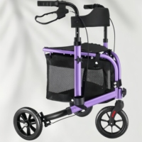 Déambulateur pliable en aluminium avec dossier et sac de rangement, léger, aide à la mobilité pour personnes âgées