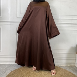 6622# 10 Colors Abaya Muslim Dresses Long Flare Sleeve EID Ramadan Gown Clothing Modest Fashion Satin Islamic Dress - Product Image 2