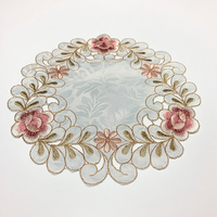 Napperons et sous-verres décoratifs modernes en tissu polyester, brodés, anti-taches, à motif végétal pastoral, pour la maison et les banquets de mariage
