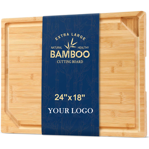 Tablas de cortar de bambú extragrandes de 24x18 para cocina, tabla de charcutería de madera con ranura para jugos - Product Image 1