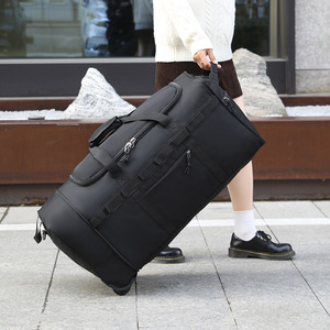 Unisex Polyester large capacity folding travel <b>wheel</b> bag <b>backpack</b> unisex cross body shoulder multi functional luggage bag - Product Image 4