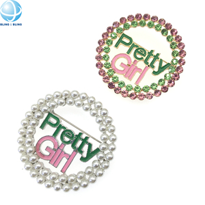 Spilla da Bavero OES con Logo Personalizzato, Cristallo e Perle Rosa e Verdi, per Confraternite e Regalo Massonico - Product Image 1