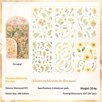 Pack d'autocollants style Ins 'Frost Flower Dew Whisper' en PET imperméable, motifs floraux, pour matériel de journalisation DIY et base de collage décoratif