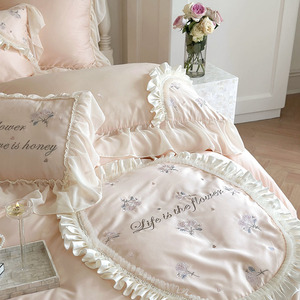 2024 thiết kế mới bộ đồ giường đặt 100% bông 100 đếm satin và ren quá trình Khăn trải giường Thiết lập thiết kế sang trọng - Product Image 5