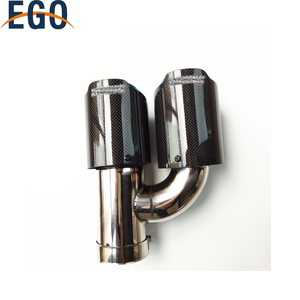 NOUVEAU H Style AK logo Double Embout d'échappement en fibre de carbone Embout de silencieux en acier inoxydable pour Audi A4 A5 A6 A7 Modifié à <span class=keywords><strong>B8</strong></span> S4 S5 S6 S7 - Product Image 2