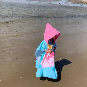 Super Absorbent 2 To 10 Years Old Children Microfiber Baby Bath Poncho Towel Hooded Kid Beach Towel