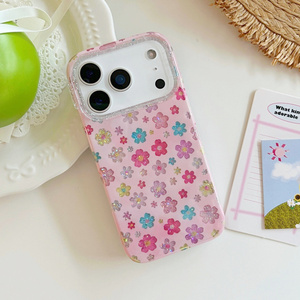 Funda de Teléfono con Diseño de Flores en Degradado Arcoíris para iPhone 17 16 15 14 Pro Max, Brillante, con Purpurina Dorada, Láser, Colorida, Trasera Decorativa para Chicas - Product Image 1