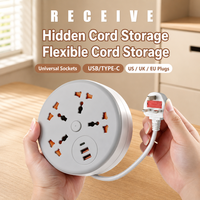 Prise de courant escamotable universelle avec 3 prises et 3 ports de charge USB intégrés