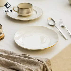 Piatto in ceramica rustico stile Country piatto di insalata poco profondo in gres piatto in ceramica forno per feste di matrimonio in Hotel