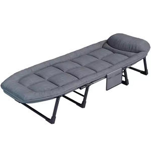 Chaise longue en métal pour camping, lit de plage, lit pliant pour piscine extérieure avec matelas - Product Image 1
