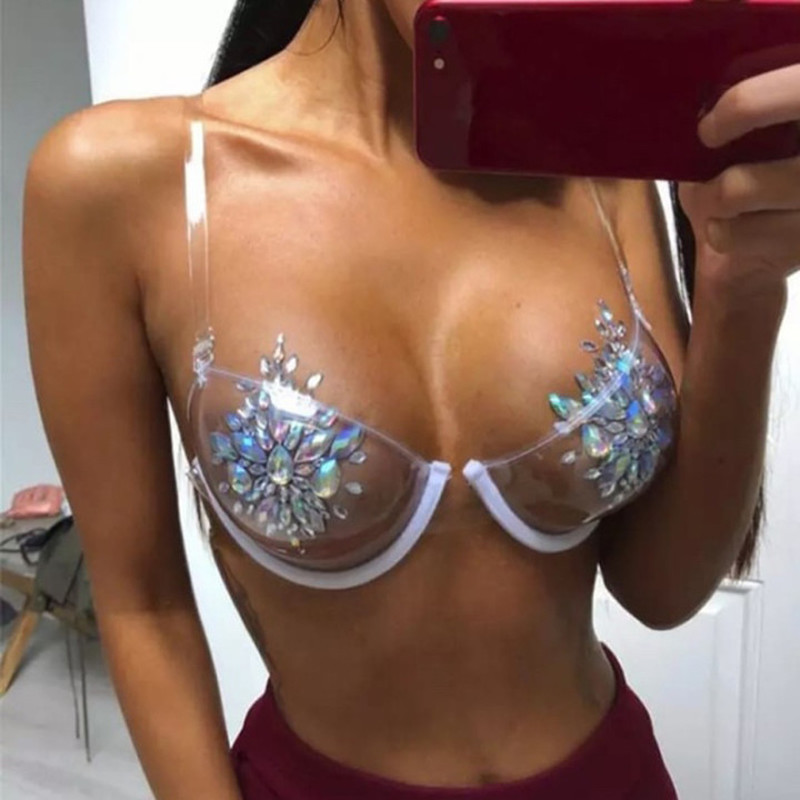 Summer Clear Bra Sexy transparenter BH für Frauen Unsichtbare Unterwäsche TPU Kunststoff Schulter gurte Durchsichtige Bra lette