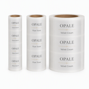 สติกเกอร์ติดขวดเซรั่มบำรุงผิวหน้าแบบมินิมอลสีขาวสั่งทำได้ ฉลากสินค้าส่วนตัว กันน้ำ วัสดุไวนิล รับผลิตแบบ OEM - Product Image 1