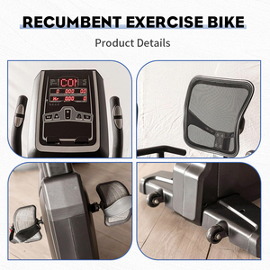 Vélo d'exercice couché magnétique de qualité commerciale, vélo d'appartement horizontal avec écran LCD et capteur de fréquence cardiaque pour usage domestique - Product Image 4