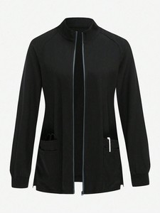 Giacca Medica con Zip a Maniche Lunghe <span class=keywords><strong>in</strong></span> Maglia per <span class=keywords><strong>Donne</strong></span>, Multi Tasche, Elasticizzata, per Ospedale, Studio Dentistico, Salone di Bellezza - Product Image 1