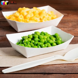 Biodégradable à emporter à emporter aller à 100% boîte d'emballage de plateau en forme de bateau de macaroni en papier de qualité alimentaire - Product Image 6