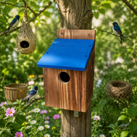 Rumah Burung Cedar Bluebird untuk Sarang di Luar Ruangan, Perlindungan dari Pemangsa, Desain Berventilasi & Panel Pembersihan Mudah, Kayu Alami