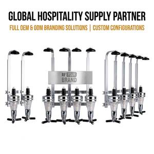 <strong>Wall</strong> <strong>Mounted</strong> Liquor Dispenser 4 Bottle Alcohol Spirits <strong>Rack</strong> <strong>Wine</strong> Pourer Beverage Station Bar Butler Measuring Shot Tool Stand - Product Image 1