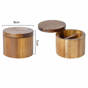 Contenitore per Sale <span class=keywords><strong>in</strong></span> <span class=keywords><strong>Legno</strong></span> con Coperchio e Cucchiaio, Ecologico <span class=keywords><strong>in</strong></span> <span class=keywords><strong>Legno</strong></span> di Acacia, <span class=keywords><strong>Porta</strong></span> <span class=keywords><strong>Spezie</strong></span> e Condimenti - Product Image 2