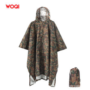 Poncho imperméable Woqi léger avec capuche pour la randonnée, le camping, usage extérieur unisexe adulte, motif camouflage - Product Image 2