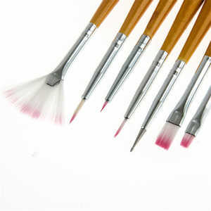 Kit de 7 pinceaux à ongles en nylon avec manche en bois, pour liner, forme éventail, stylo de photothérapie, peinture couleur, dessin floral, manucure - Product Image 4