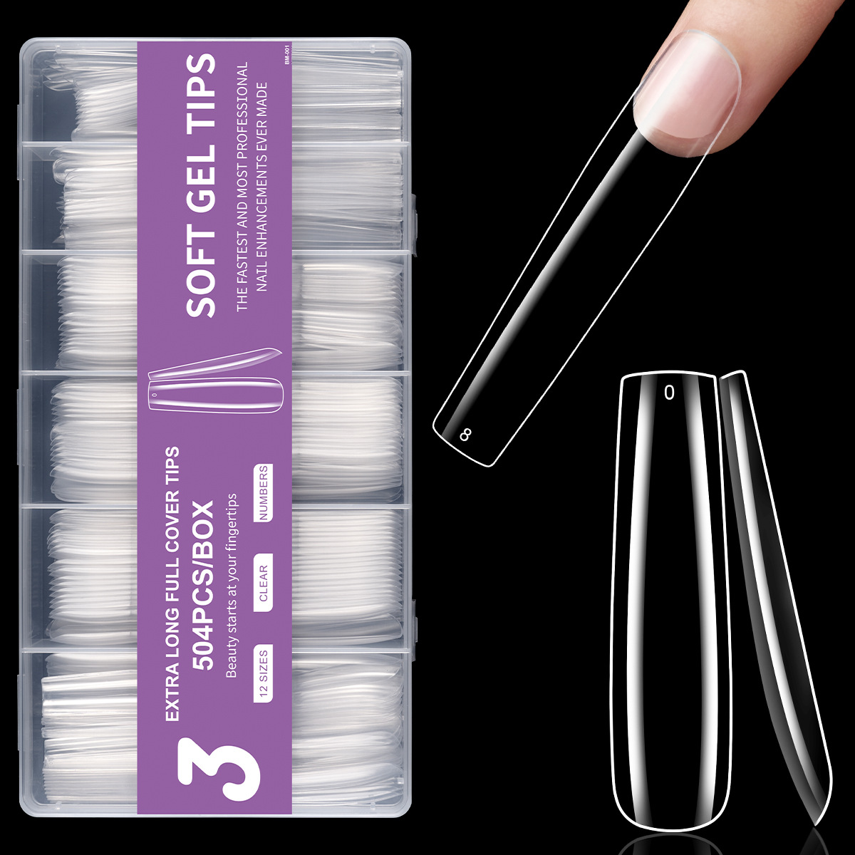504 unidades de stickers para uñas súper largas y completas.
