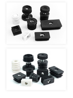 M6 M8 Square Threaded Plastic Black Furniture Tube Inserts End Cap Screw Nut Plug