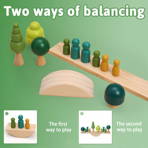 Blocchi Colorati per l'Educazione Precoce dei Bambini, Altalena in Legno a Forma di Foresta, Gioco Interattivo per l'Equilibrio e la Coordinazione Occhio-Mano - Product Image 2