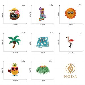 NODA Iron on Embroidery Hawaii Holiday Style Kawaii Sun Coconut Tree Pineapple Patch for Clothes Decoration - Product Image 2