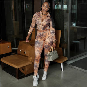 Nieuwe dames herfst-winter kleding tweedelige set digitaal bedrukte jassen en broeken <span class=keywords><strong>2</strong></span>-delige dames broekensets streetwear - Product Image 5