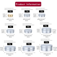 5g 10g 15g 30g 50g 60g 100g 150g conteneurs métalliques à vis pot en aluminium boîte en étain avec couvercles