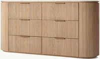Mobilier d'intérieur de luxe en bois massif cadre en chêne blanc commode de salon à 6 tiroirs