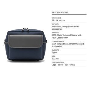 Pochette technique pour accessoires de pickleball avec rabat décoratif, 600D mat, logo personnalisé, vente en gros, pochette pour balles de tennis - Product Image 6