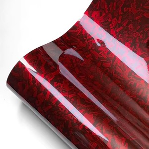 <span class=keywords><strong>Film</strong></span> de protection vinyle effet carbone forgé rouge brillant 1,52*16M PET adhésif, décalcomanie de carrosserie à changement de couleur pour moto et scooter - Product Image 4