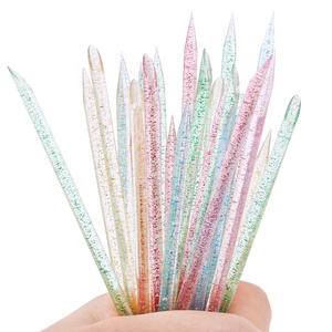 Qiao 100 Cái Nail Art Hai Mặt Đa Chức Năng Crystal Stick Pink Nhựa Cuticle Pusher Cho Làm Móng Tay Móng Chân