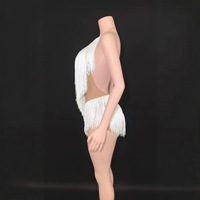 Robe de soirée sexy en tissu maille diamantée pour femme, col en V profond, robe de danse latine à franges, mini-robe pour spectacle d'été
