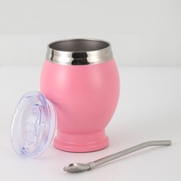 BORGE 12oz Double Paroi En Acier Inoxydable Vide Argentine Yerba Mate Gourde Mate Tasse À Thé Avec Bombollia Cuillère Paille
