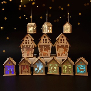 Glowing Wooden House <b>Ornaments</b> Laser Cut Christmas Hanging Decorations For Tree Window Display DIY Gifts - Product Image 1