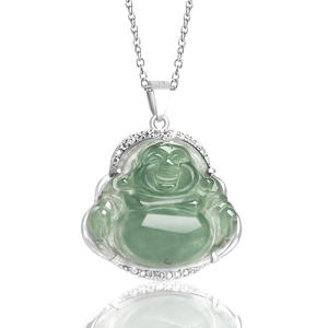 Pendentif Bouddha en jadéite naturelle du Myanmar, bijoux pour femmes en argent S925, style chinois, cadeau avec certificat d'évaluation D364 - Product Image 2