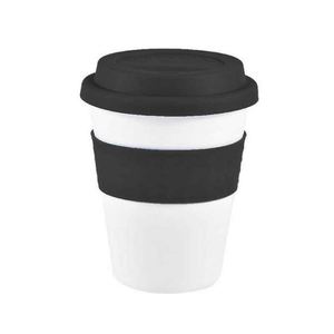 Mug de voyage réutilisable en plastique avec couvercle, couleur unie, design minimaliste, pour une utilisation nomade - Product Image 6