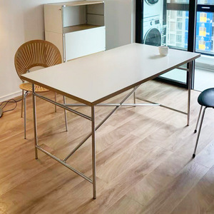 Mesas de escritorio ejecutivas modernas de diseño simple, escritorios de oficina de madera de acero inoxidable - Product Image 2