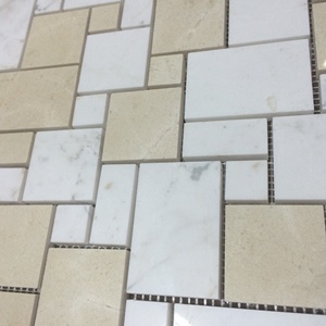 Mosaico de Mármol Blanco y Beige, Estilo Irregular, para Pared Interior de Sala de Meditación - Product Image 6