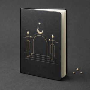 Diario de Tapa Dura de Cuero PU Negro con Grabado en Relieve Dorado, Cuaderno con Diseño de Luna Creciente, Diario de Escritura Premium para Notas y Apuntes - Product Image 5