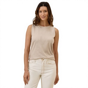 Fresh Fashion Women's <b>Knitted</b> <b>Sleeveless</b> Tank <b>Top</b> Slim Fit Stretch Anti-Pilling Summer Casual Multiple Color Options OEM - Product Image 1