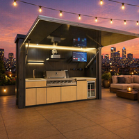 Table de barbecue extérieure moderne pour villa, en acier inoxydable, avec 4 brûleurs au propane, contrôle numérique, multifonction, électrique