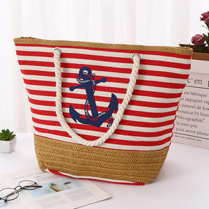 Sac de plage en toile décontracté pour femmes, avec pompon, grande capacité, design rayé créatif, sacs tissés au crochet - Product Image 6