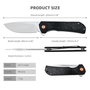 للبيع بالجملة سكاكين جيب قابلة للطي 8Cr13 سكاكين من الفولاذ للتخييم مع مشبك - Product Image 2