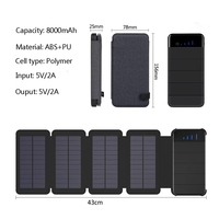Chargeur portable sans fil 2 en 1, chargeur solaire détachable, mini batterie externe avec câbles intégrés, Power Bank