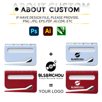IDEA GIFT Ouvre-lettre manuel 3-en-1 en plastique personnalisable avec logo, coupe-enveloppe, loupe et règle, multicolore